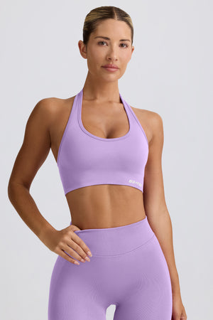 Define Luxe Halterneck Sports Bra in Lilac