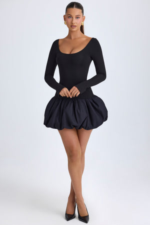 Modal Scoop-Neck Drop-Waist Bubble Hem Mini Dress in Black - 8 | Oh Polly Modal Scoop-Neck Drop-Waist Bubble Hem Mini Dress in Black - 8 | Oh Polly