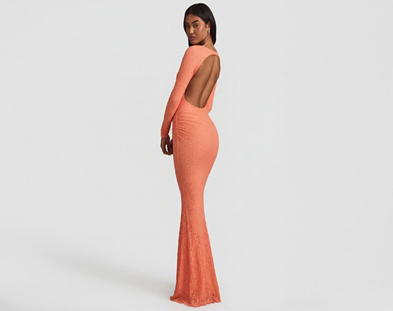 long backless dress summer Fabric is very stretchy Long Sleeve Embellished Backless Maxi