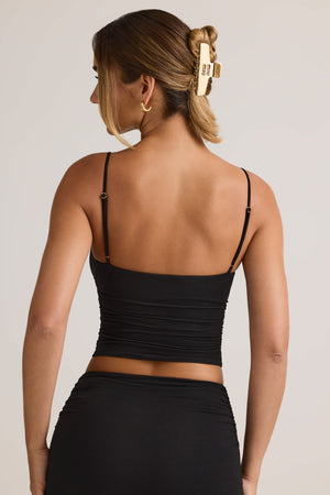 Modal V-Neck Ruched Camisole Top in Black