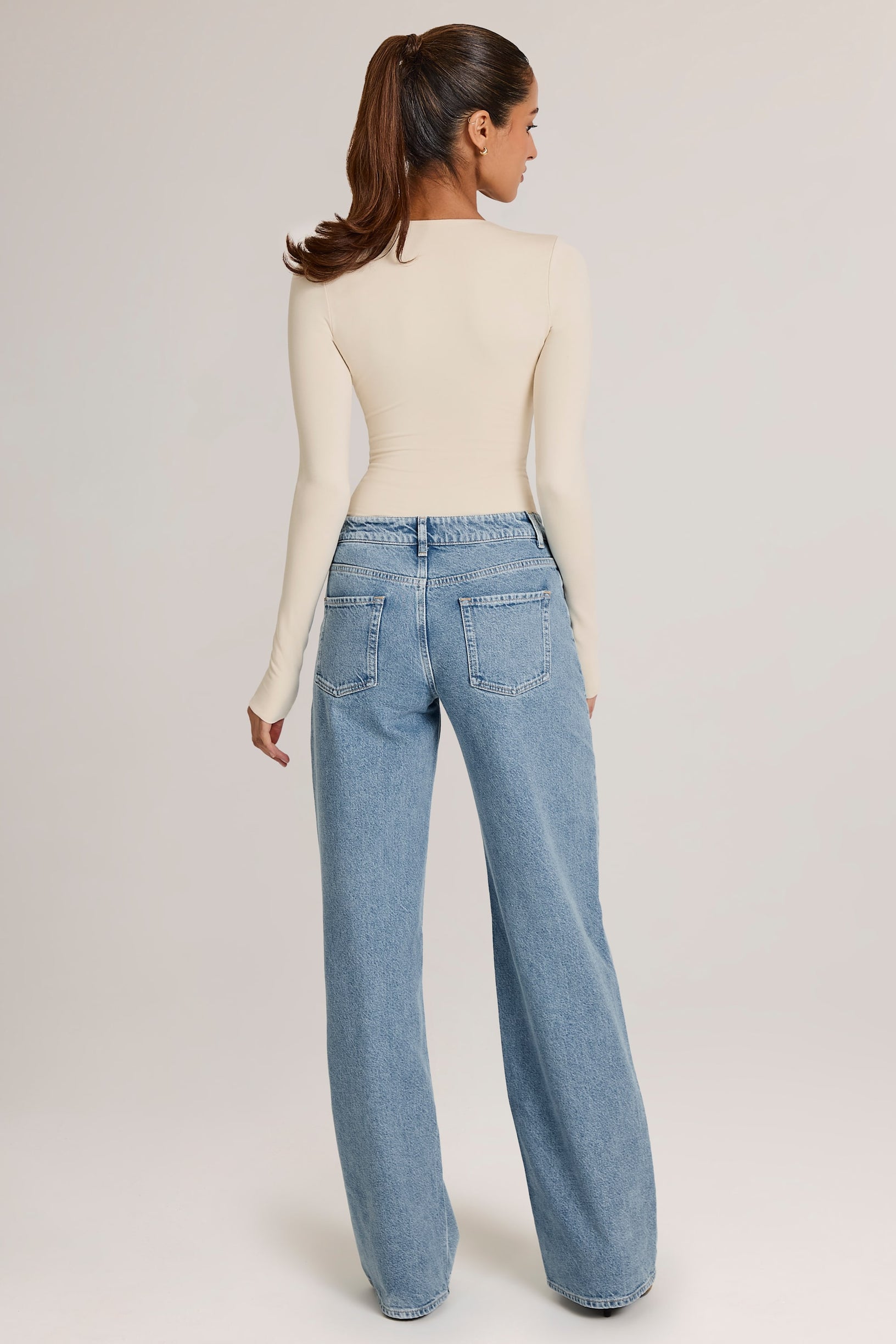 Drawstring Straight-Leg Jeans in Light Wash - 2