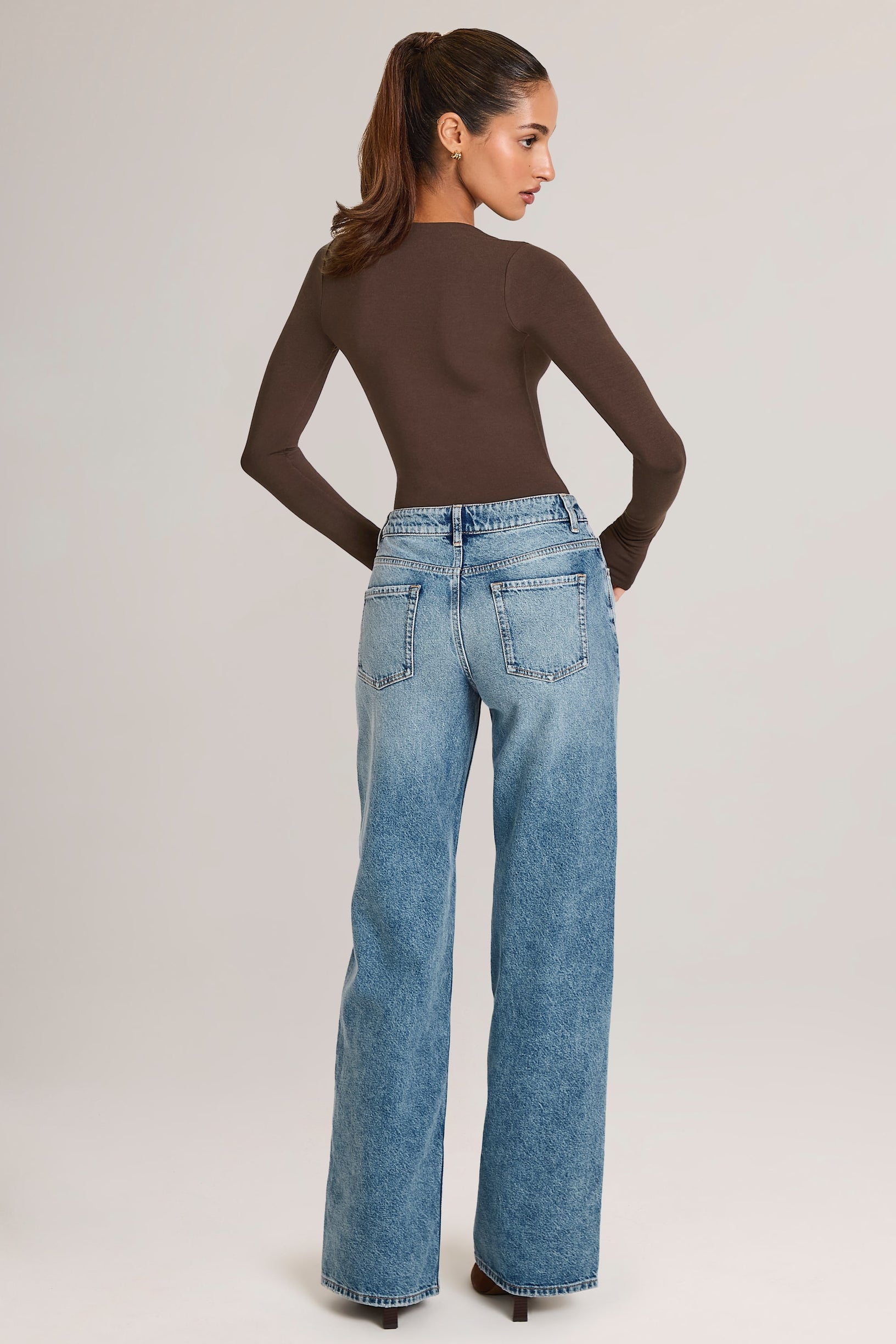 Drawstring Straight-Leg Jeans in Mid Wash - 2