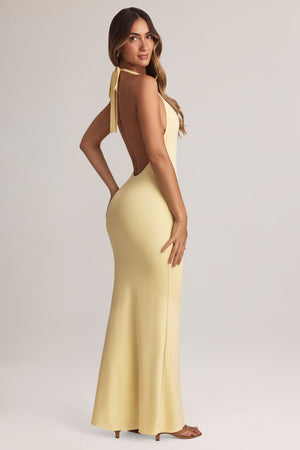 Hallie Modal Backless Halterneck Maxi Dress in Lemon Sherbet | Oh Polly Hallie Modal Backless Halterneck Maxi Dress in Lemon Sherbet | Oh Polly