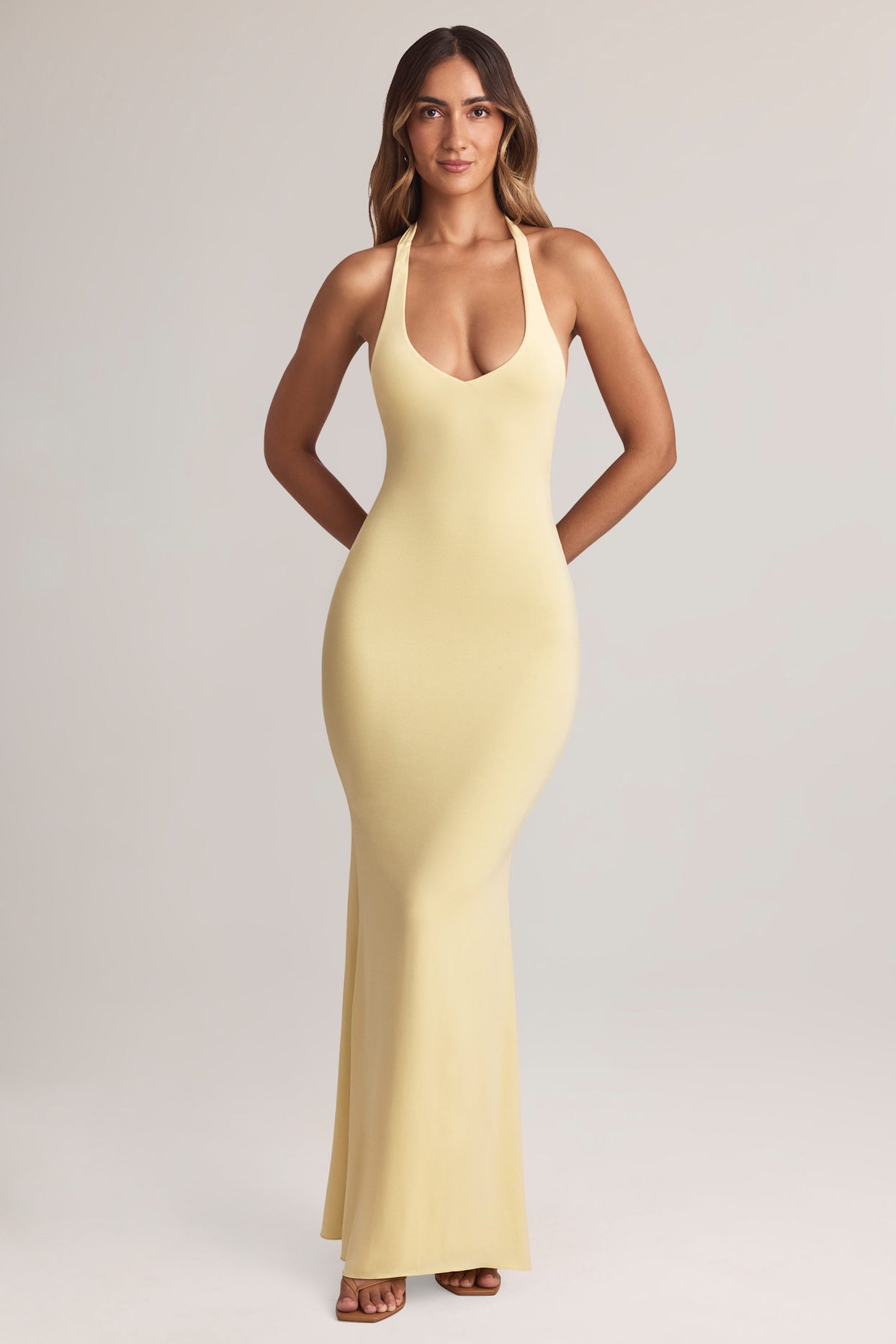 Modal Halterneck Maxi Dress in Lemon Sherbet - 6