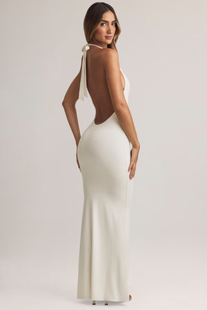 Modal Halterneck Maxi Dress in White - S | Oh Polly Modal Halterneck Maxi Dress in White - S | Oh Polly