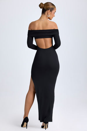 Honora Modal Off-Shoulder Open-Back Maxi Dress in Black | Oh Polly XXS Honora Modal Off-Shoulder Open-Back Maxi Dress in Black | Oh Polly XXS