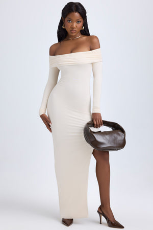Honora Modal Off-Shoulder Open-Back Maxi Dress in Ivory | Oh Polly XL Honora Modal Off-Shoulder Open-Back Maxi Dress in Ivory | Oh Polly XL