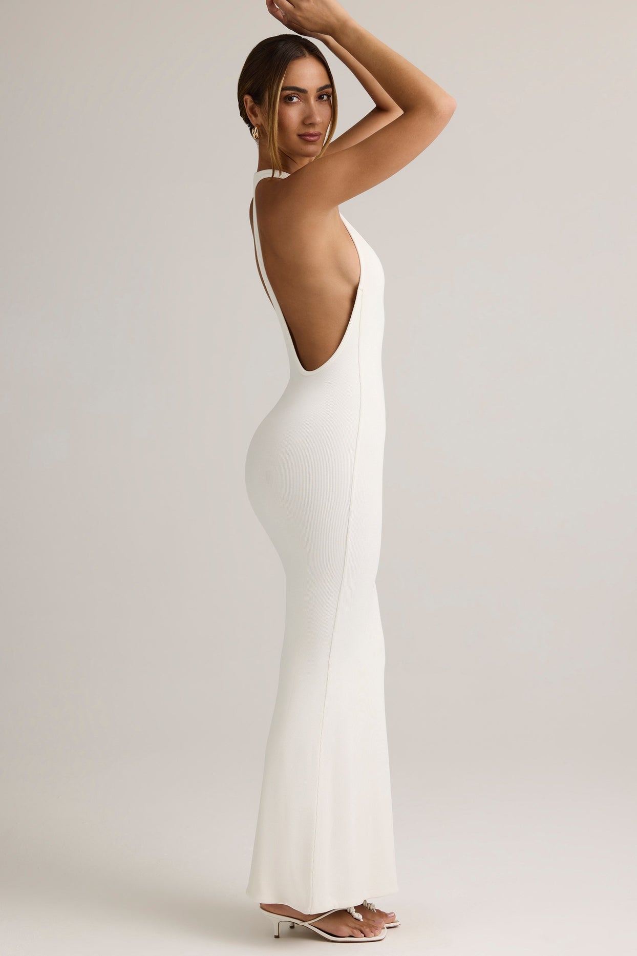 Modal Racerback Maxi Dress in White - 5