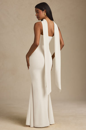 Scarf-Detail Strapless Gown in Ivory - 4 | Oh Polly Scarf-Detail Strapless Gown in Ivory - 4 | Oh Polly