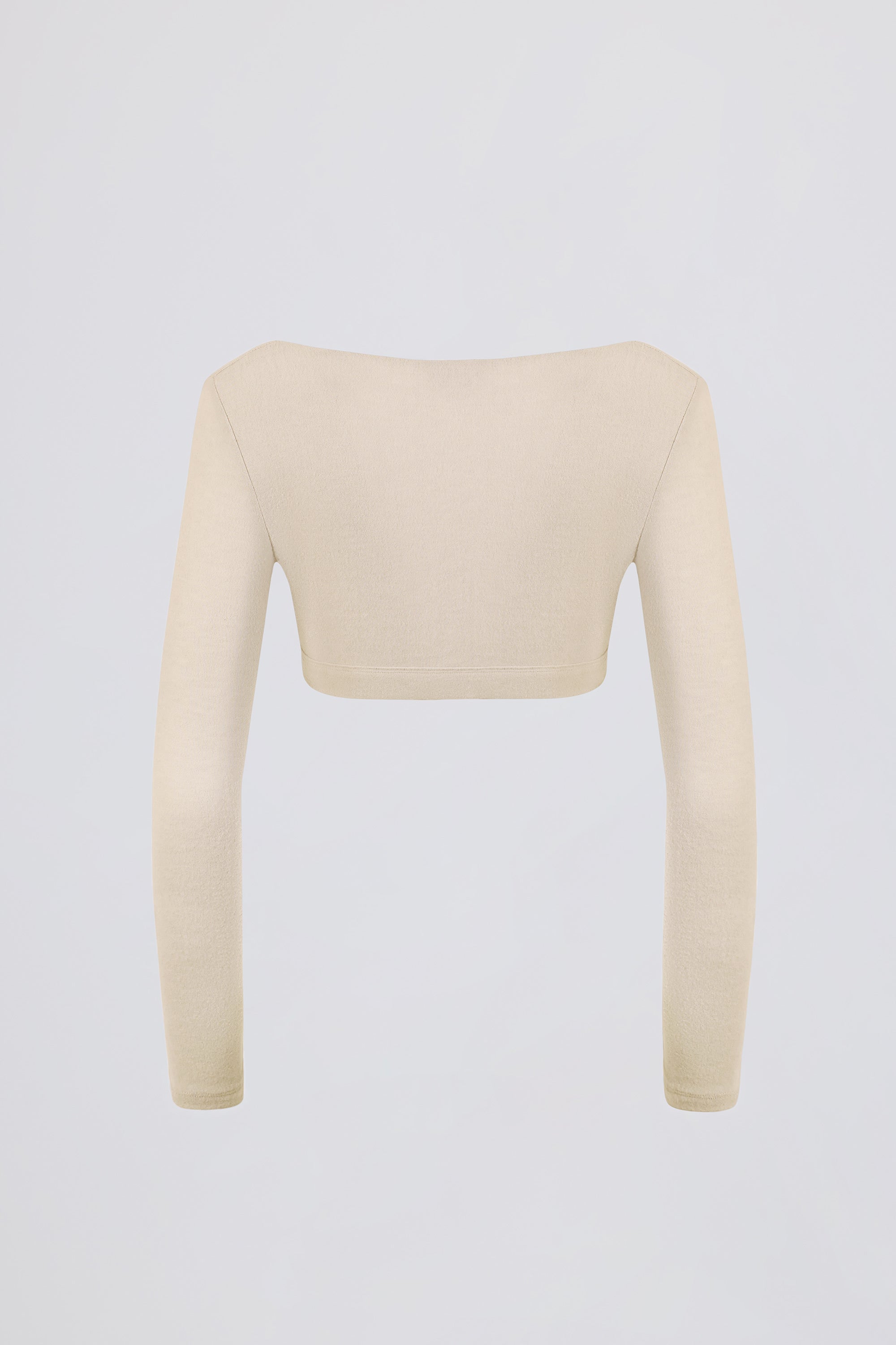Brushed Jersey V-Neck Crop Top in Ecru