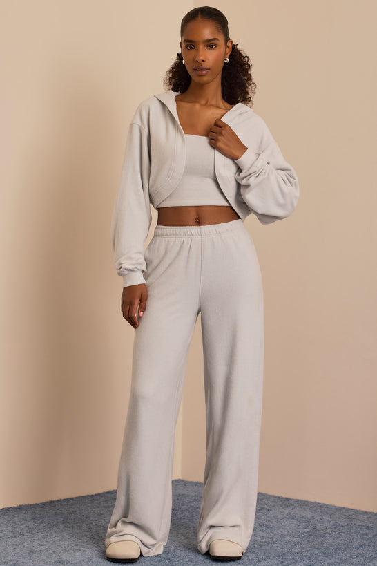 Petite Brushed Jersey Wide-Leg Joggers in Fog Grey