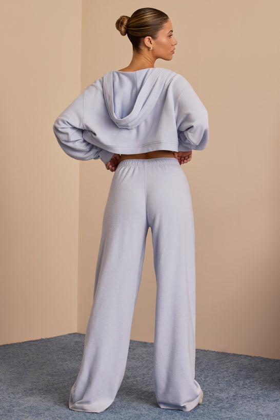 Tall Brushed Jersey Wide-Leg Joggers in Soft Blue