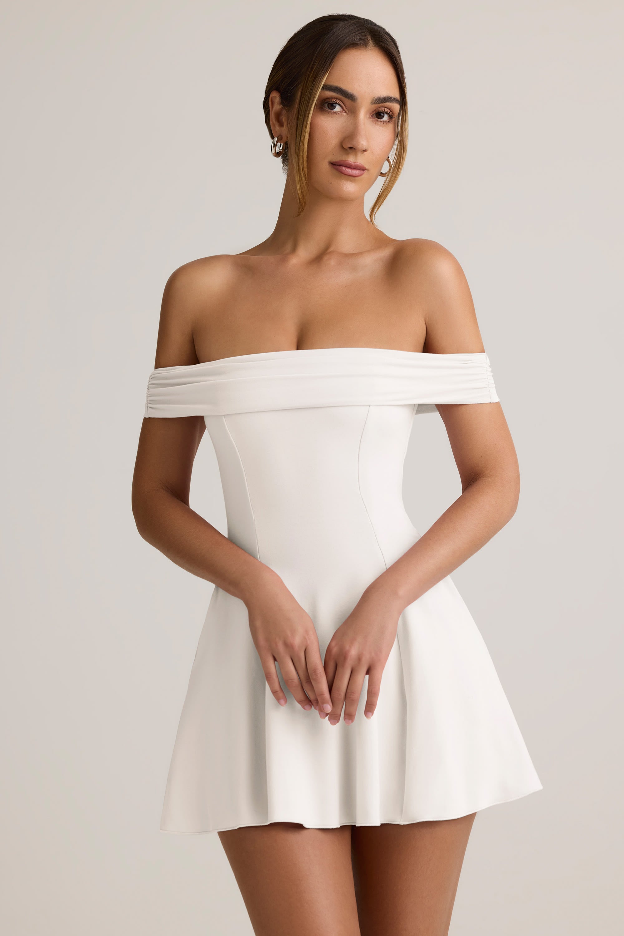 Misa Ruffle-Trim Cut-Out Bandeau Mini Dress in White