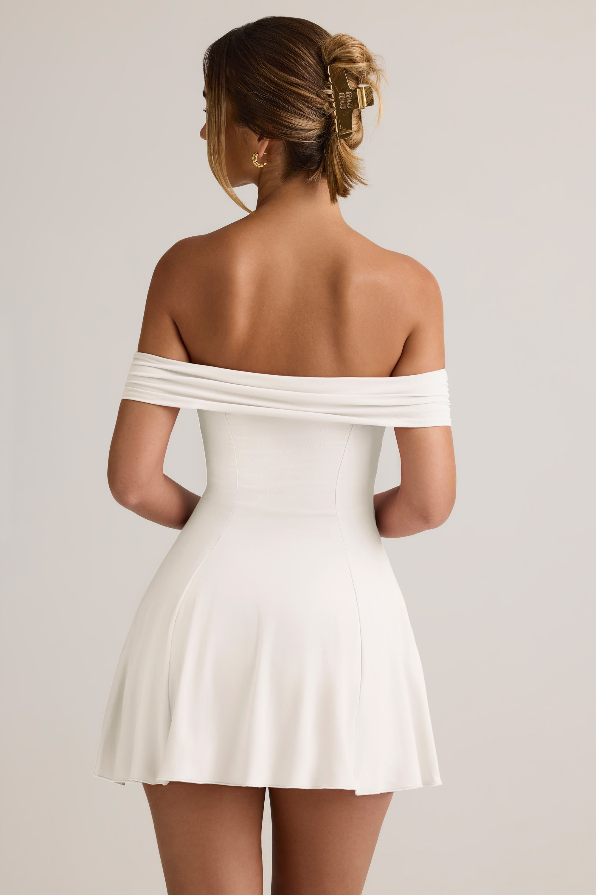 Jaida Modal Off-Shoulder A-Line Mini Dress in White