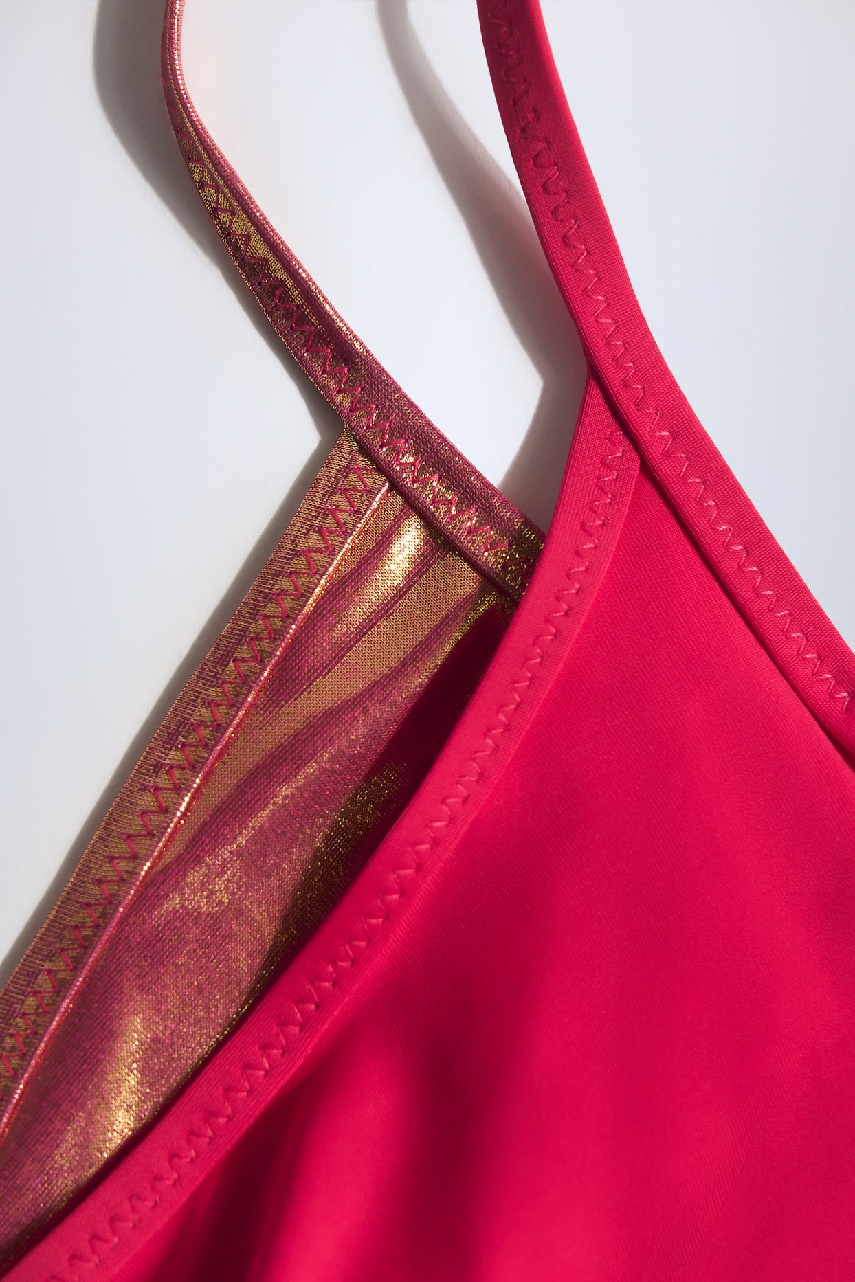 Metallic Layered Bikini Top in Fuchsia - 4