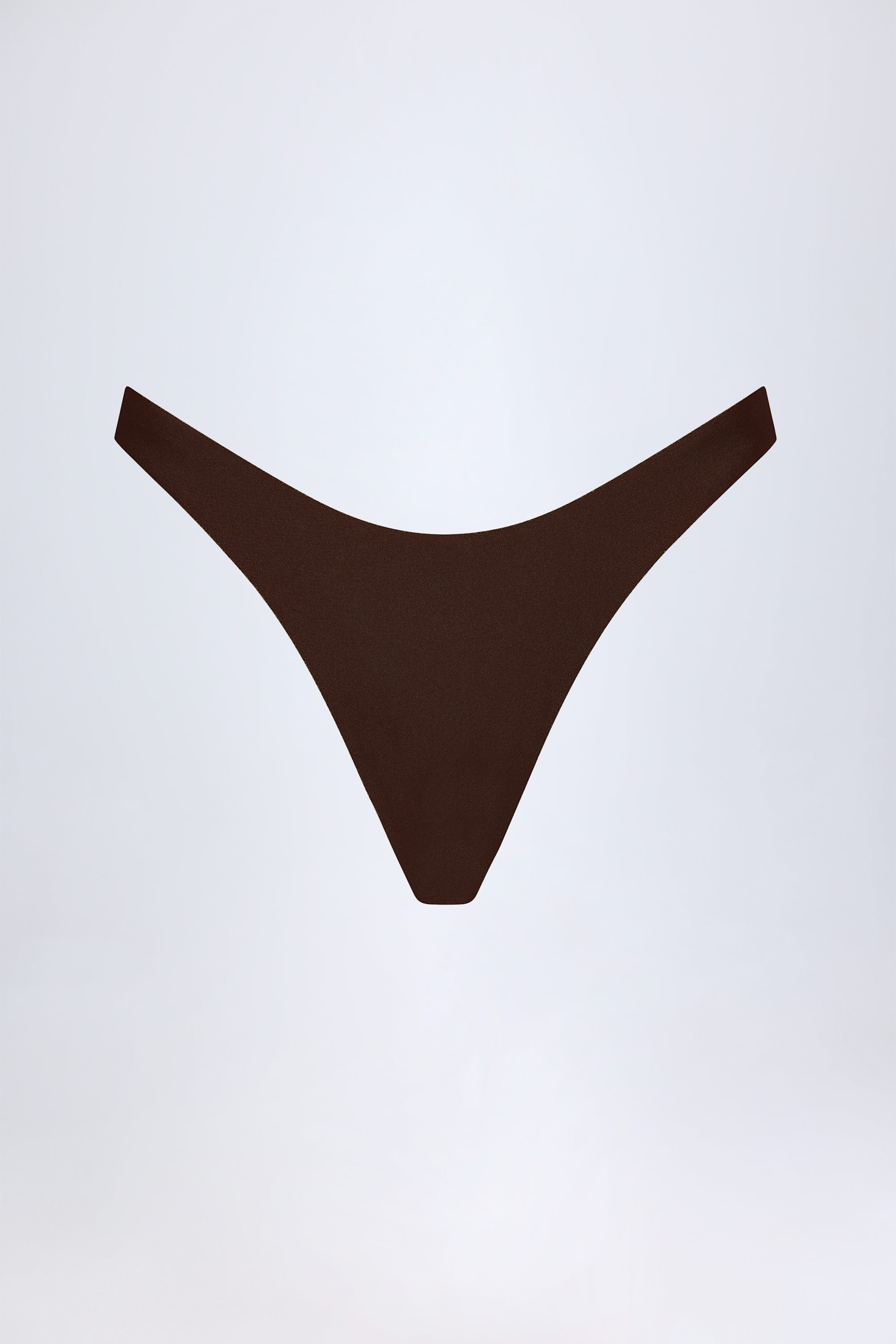 High-Leg Cheeky Bikini Bottoms in Dark Chocolate