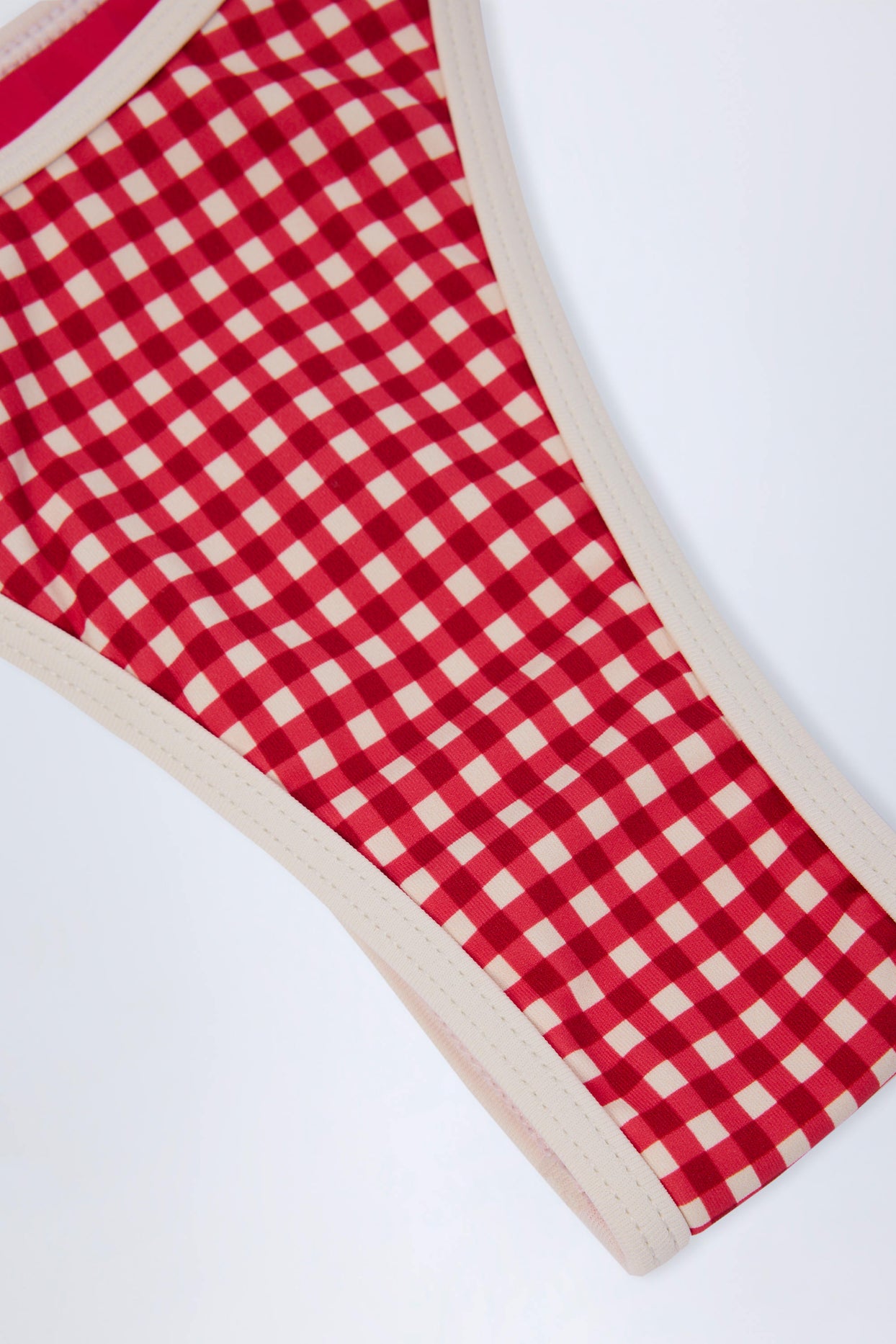 Double-Strap Cheeky Bikini Bottoms in Red Gingham - 6