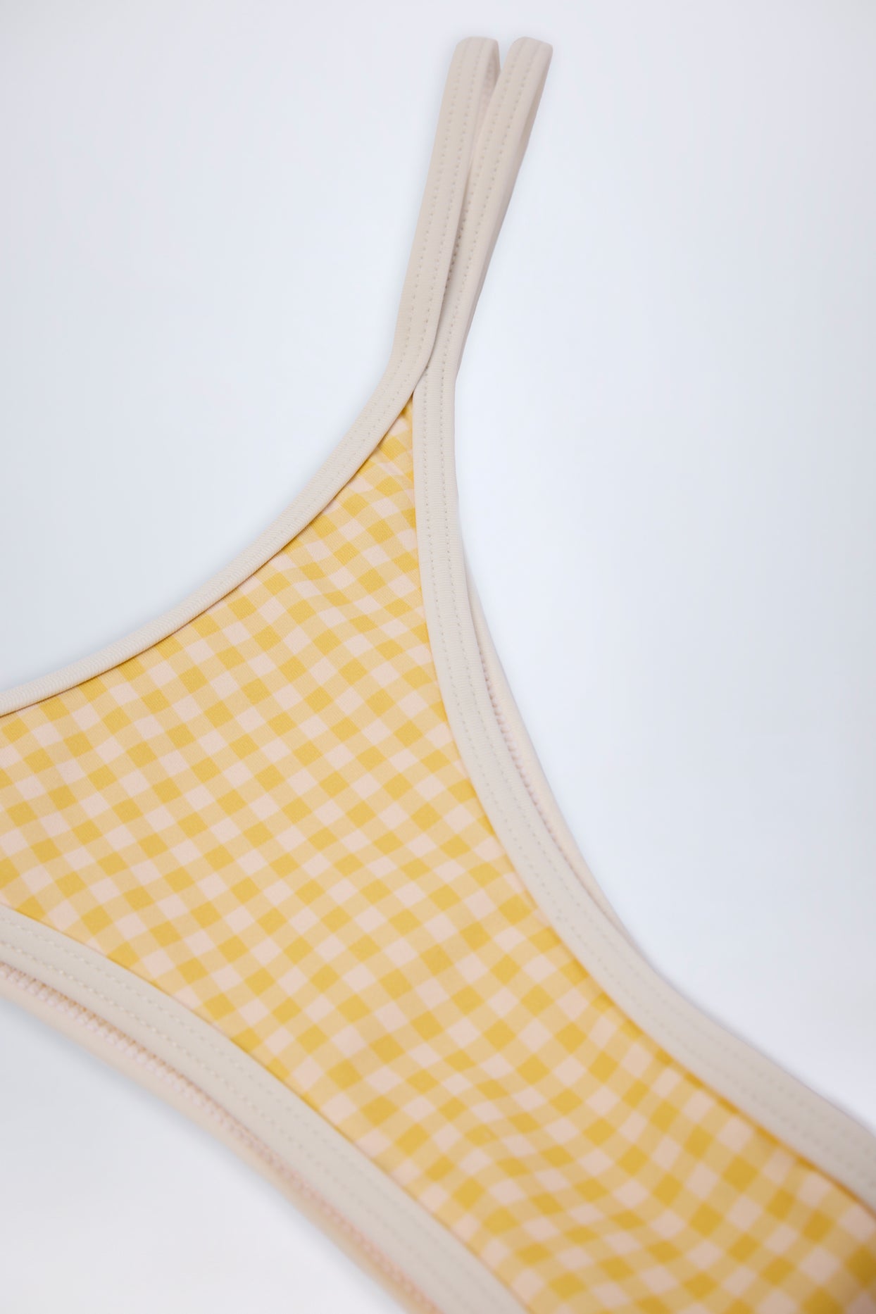 Double-Strap Cheeky Bikini Bottoms in Yellow Gingham - 7