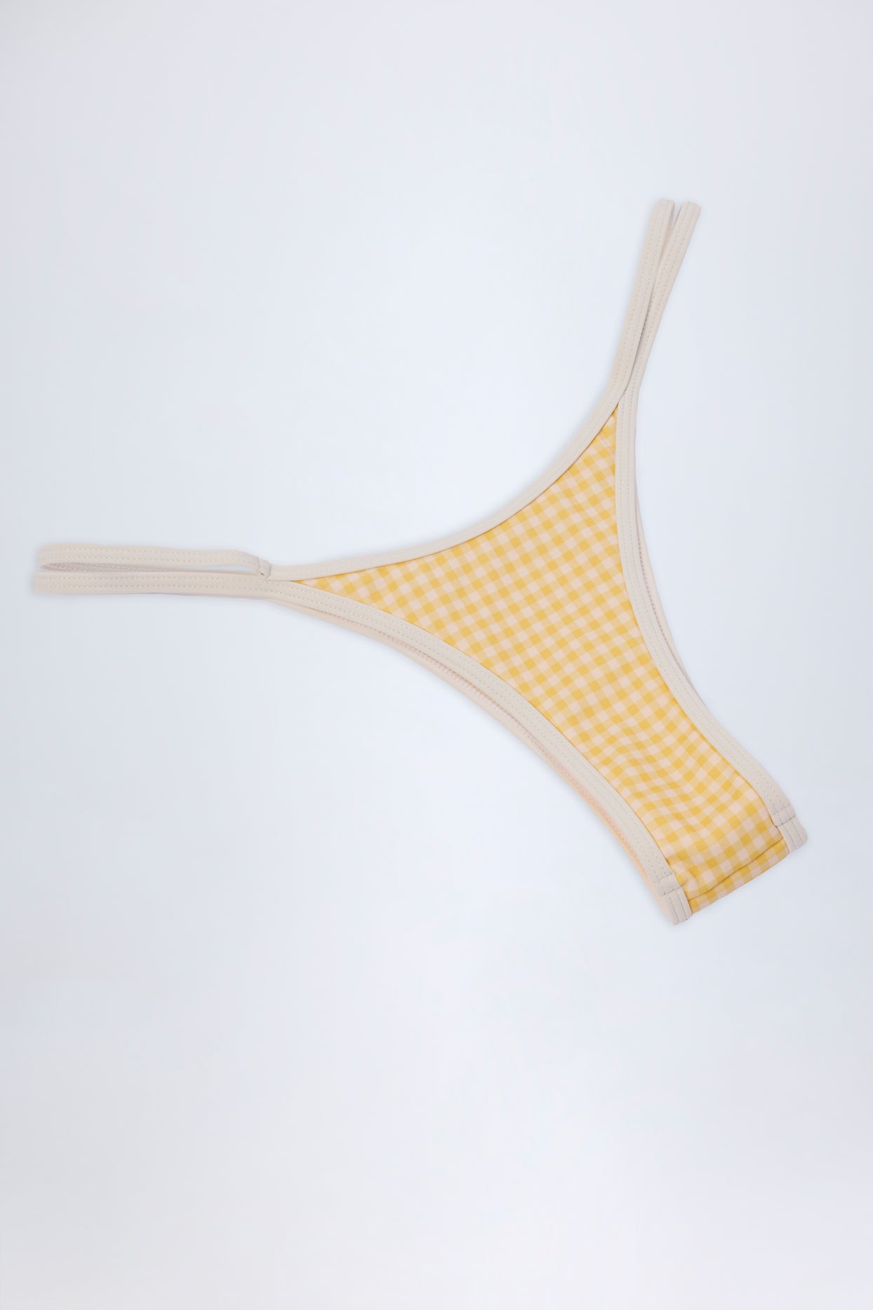 Double-Strap Cheeky Bikini Bottoms in Yellow Gingham - 8