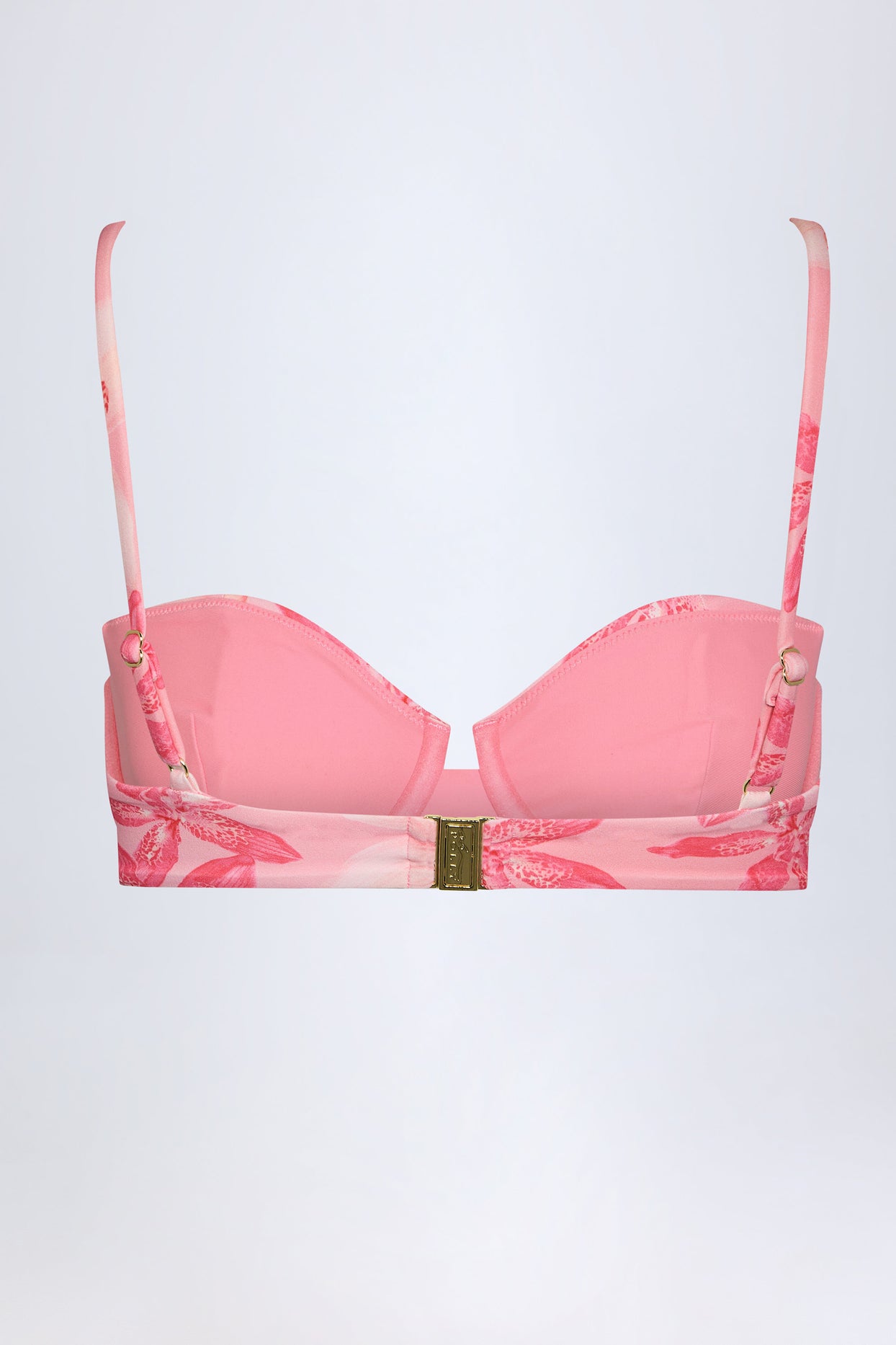 Underwired Balconette Bikini Top in Pink Orchid Print - 4