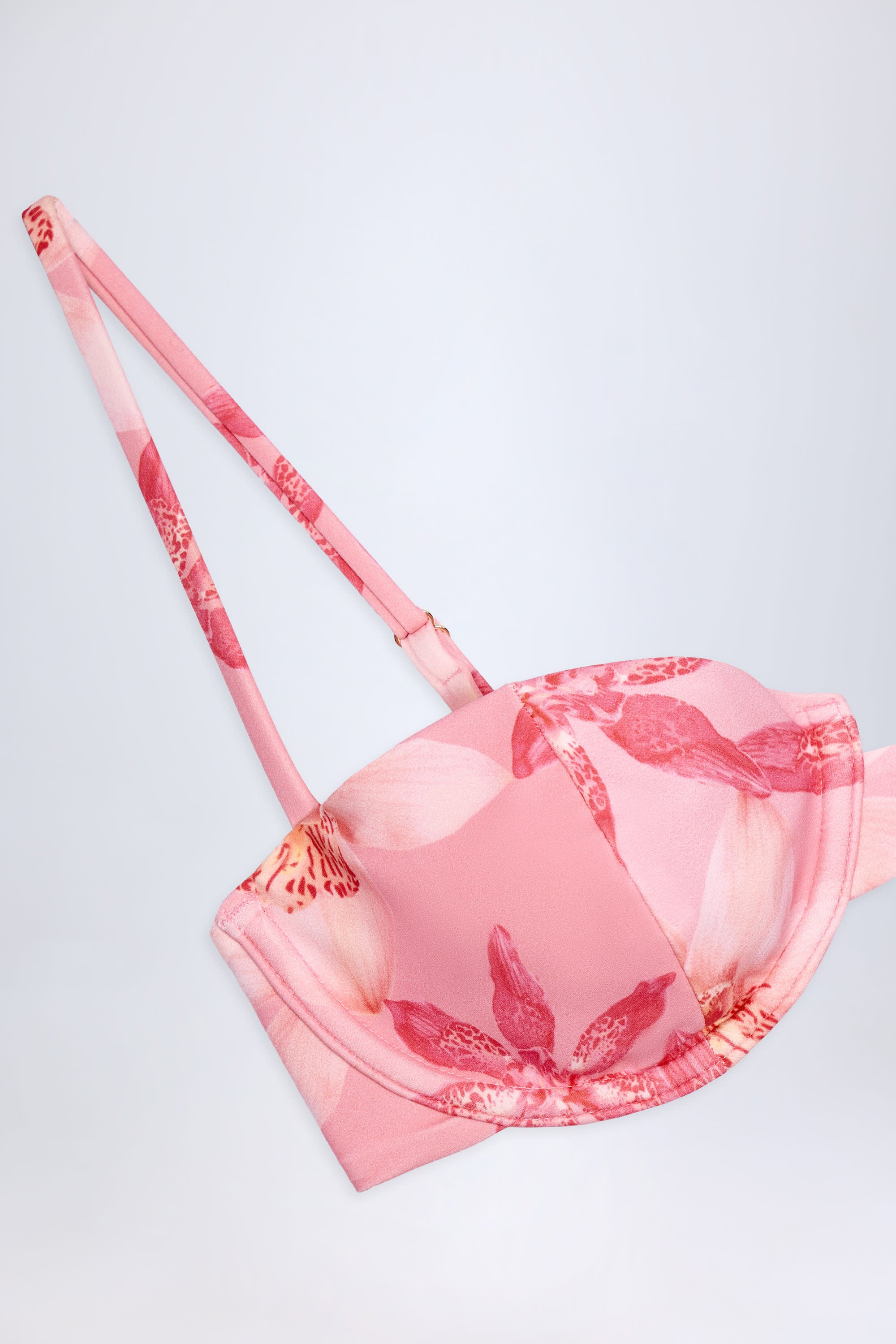 Underwired Balconette Bikini Top in Pink Orchid Print
