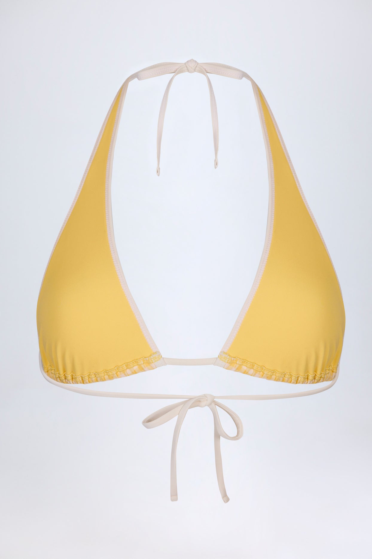 Halterneck Bikini Top in Yellow Gingham - 7