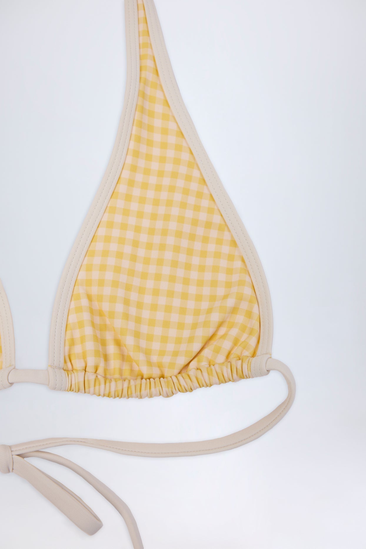 Halterneck Bikini Top in Yellow Gingham - 9