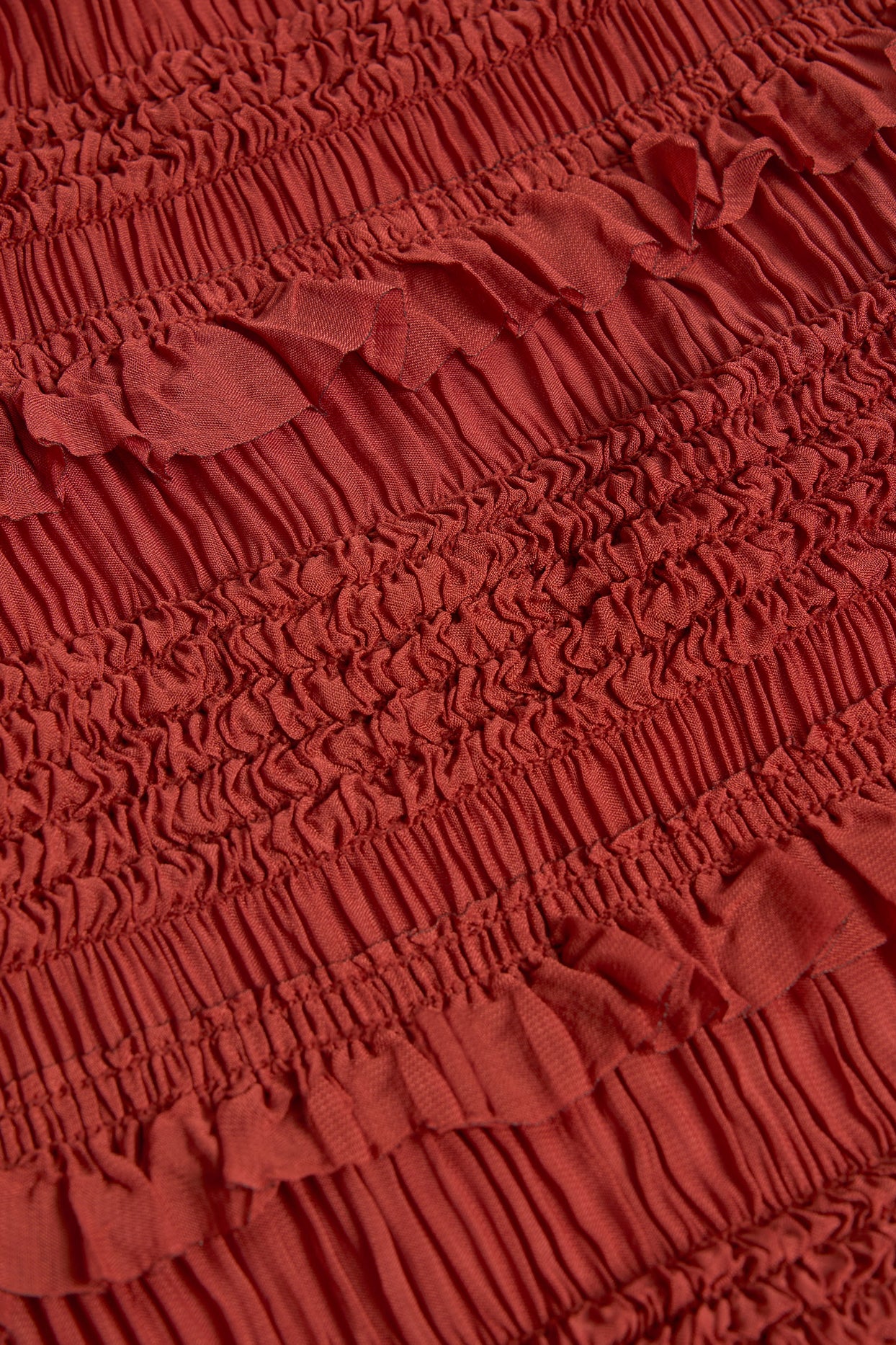 Ruffled Mid-Rise Maxi Skirt in Burnt Red - 3