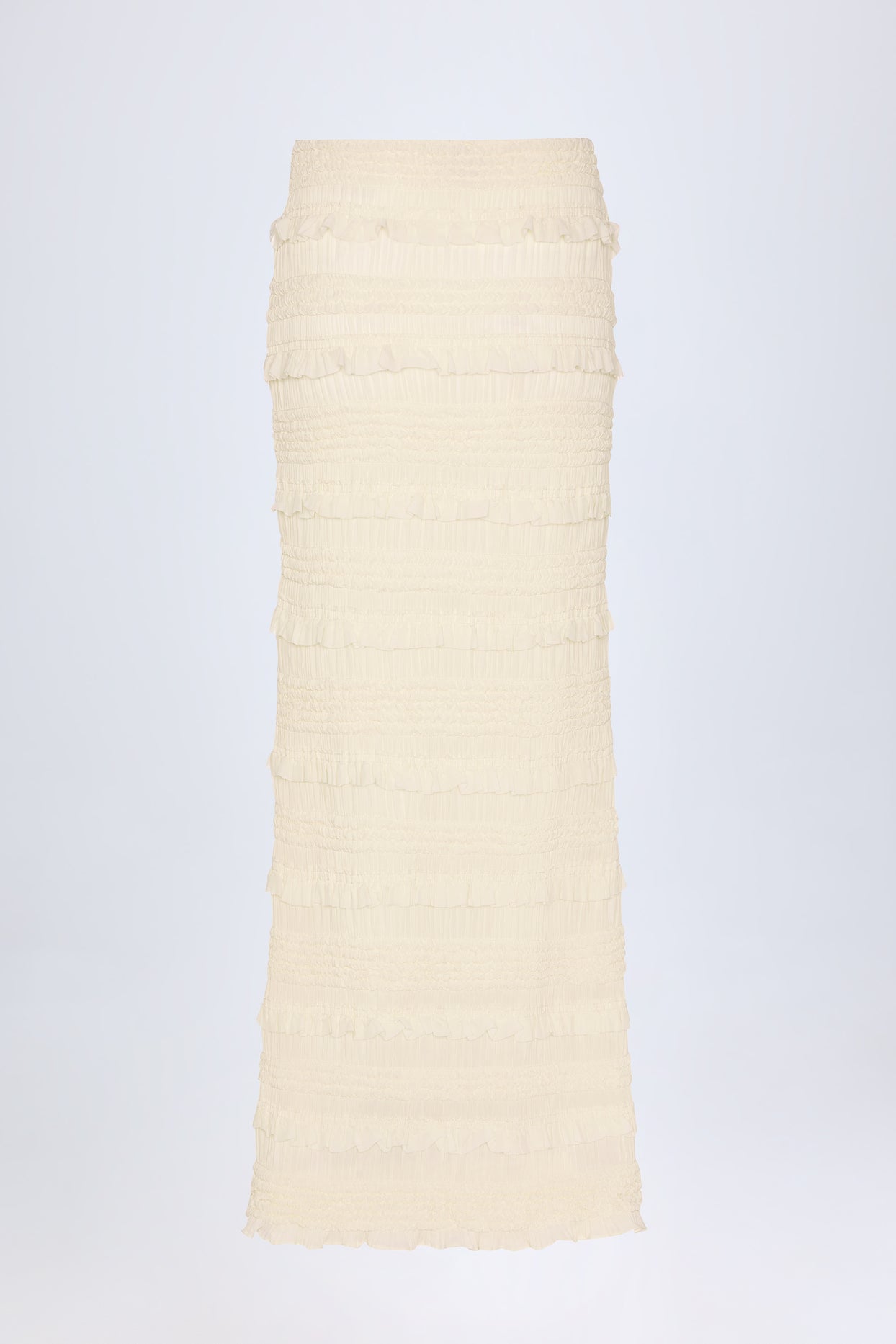 Ruffled Mid-Rise Maxi Skirt in Ivory - 5