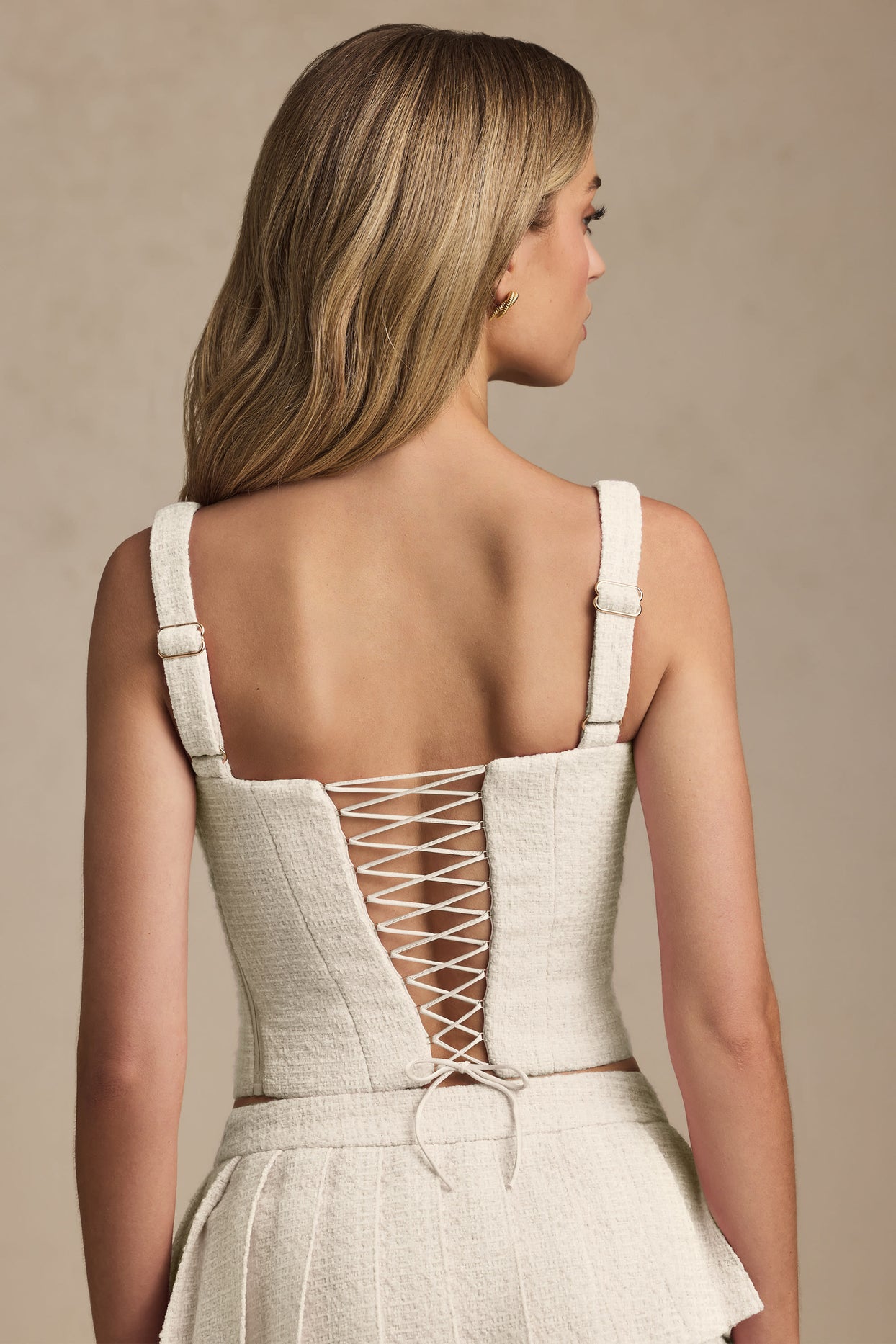Lace-Up Corset Top in Ivory - 4