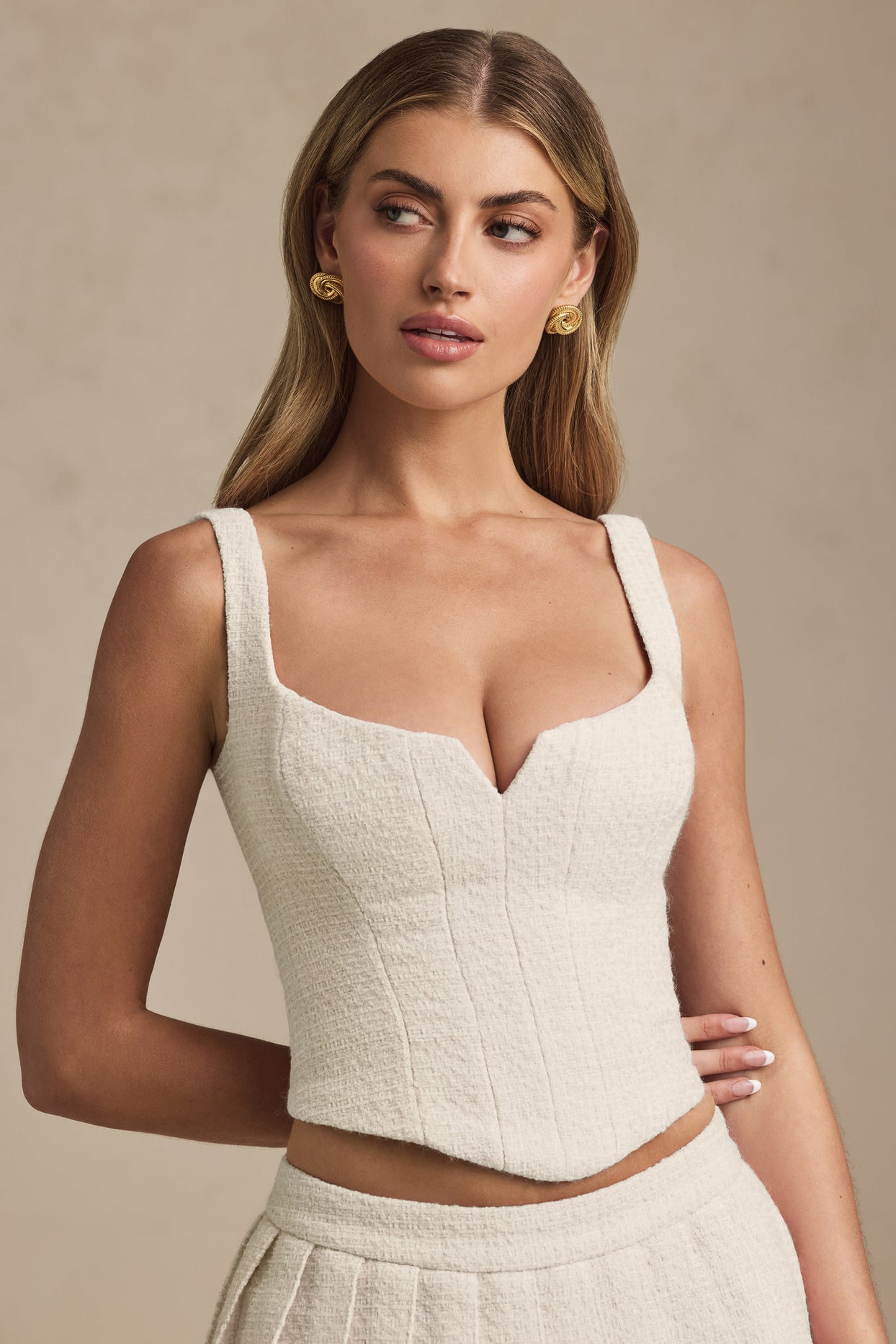 Lace-Up Corset Top in Ivory - 5