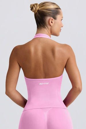 Define Luxe Halterneck Tank Top in Bubblegum Pink