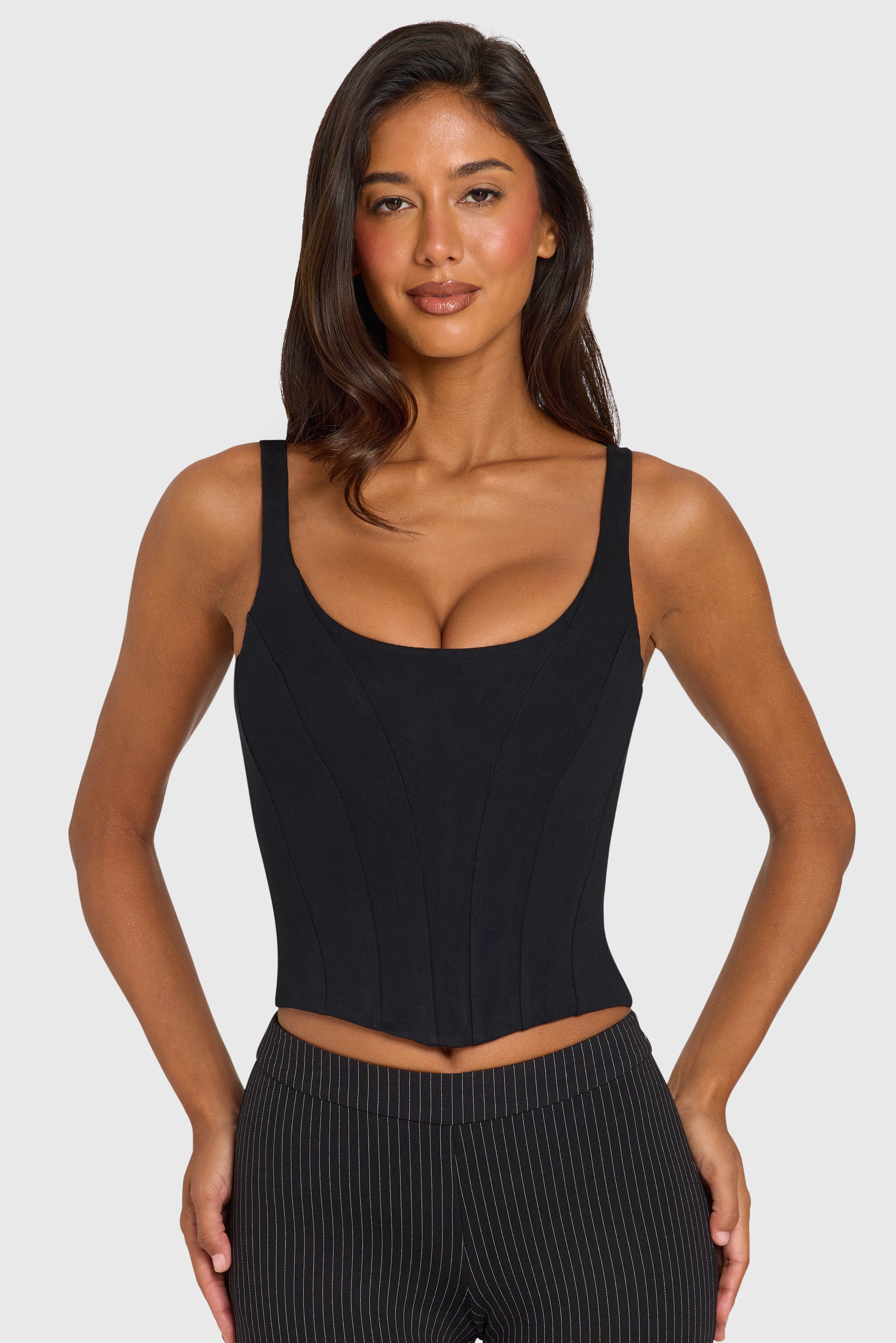Ponte Corset Top in Black