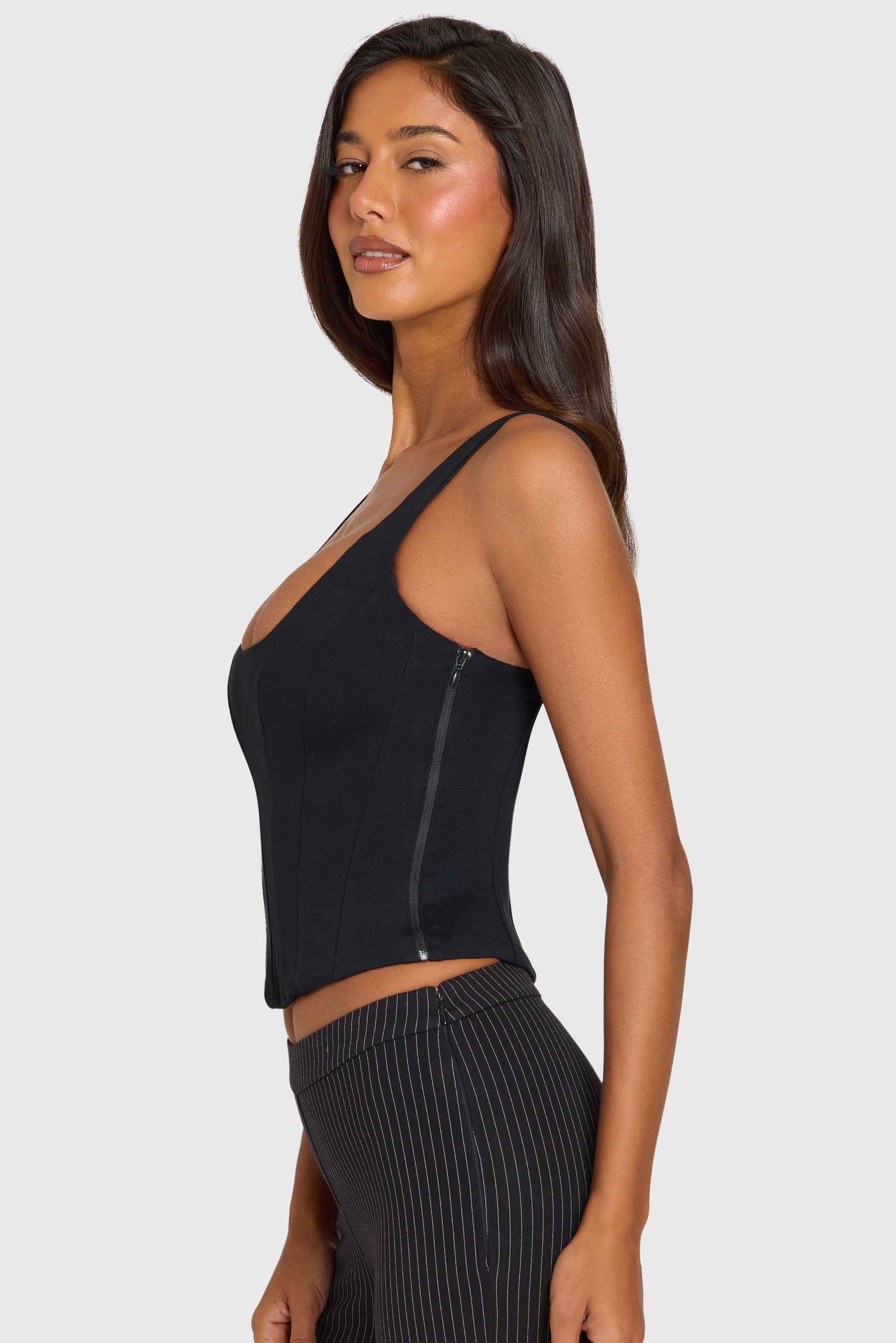 Ponte Corset Top in Black