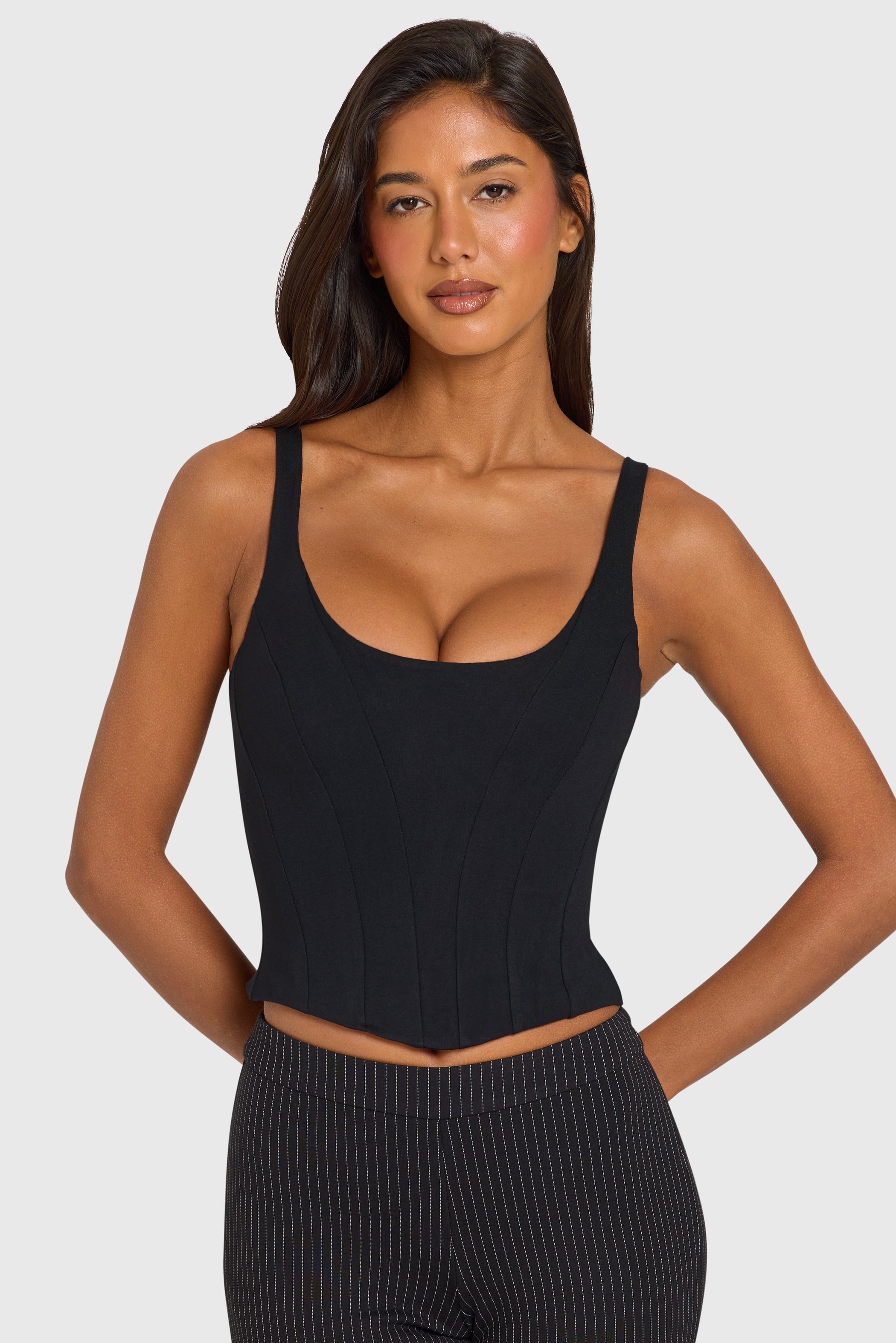 Ponte Corset Top in Black