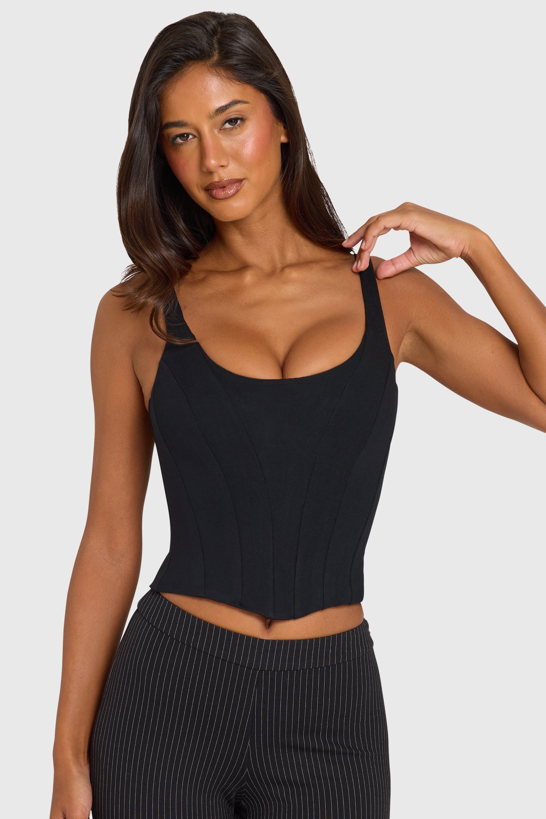 Ponte Corset Top in Black