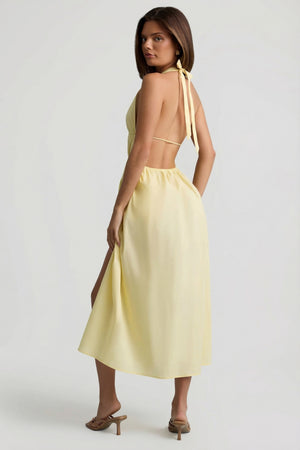 Backless Cotton-poplin Midaxi Dress in Lemon Yellow - 12 | Oh Polly Backless Cotton-poplin Midaxi Dress in Lemon Yellow - 12 | Oh Polly
