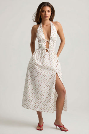 Backless Cotton-Poplin Midaxi Dress in Rose Print - 8 | Oh Polly Backless Cotton-Poplin Midaxi Dress in Rose Print - 8 | Oh Polly