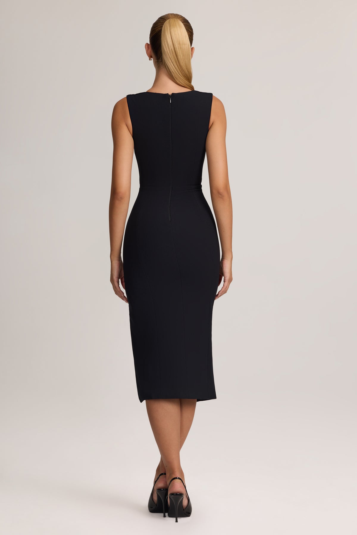 Sweetheart-Neck Midaxi Dress in Black