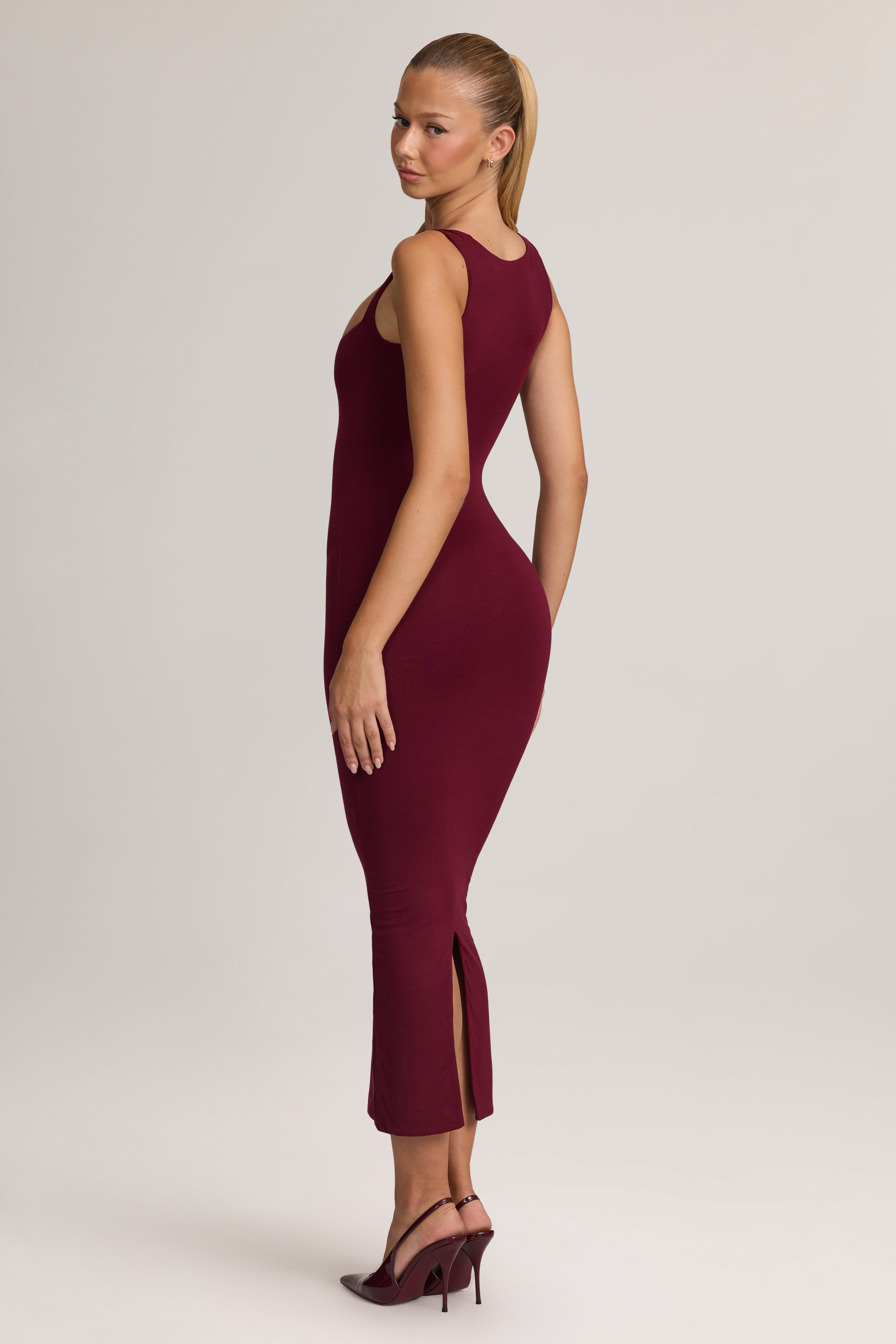Ainslee Square Neck Midi Dress in Wine | Oh Polly – Oh Polly US