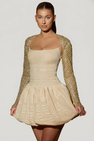 Embellished Bubble Hem Mini Dress in Gold - 4 | Oh Polly Embellished Bubble Hem Mini Dress in Gold - 4 | Oh Polly