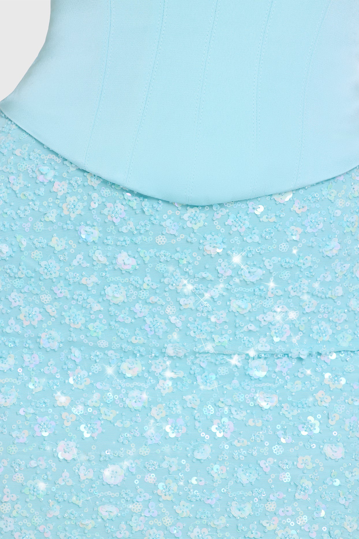 Embellished Skirt Corset Mini Dress in Aqua - 6