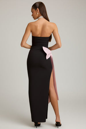 Strapless Bow-Detail Maxi Dress in Black