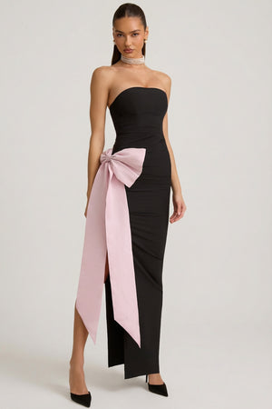 Angelique Strapless Bow-Detail Maxi Dress in Black | Oh Polly Angelique Strapless Bow-Detail Maxi Dress in Black | Oh Polly
