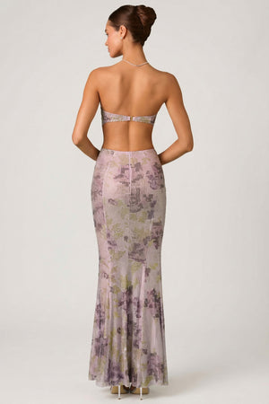 Lucienne Embellished Cut-Out Fishtail Maxi Dress in Lilac | Oh Polly Lucienne Embellished Cut-Out Fishtail Maxi Dress in Lilac | Oh Polly