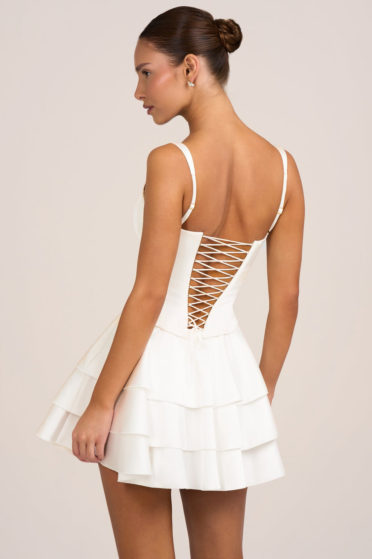 Satin Corset Mini Dress in White