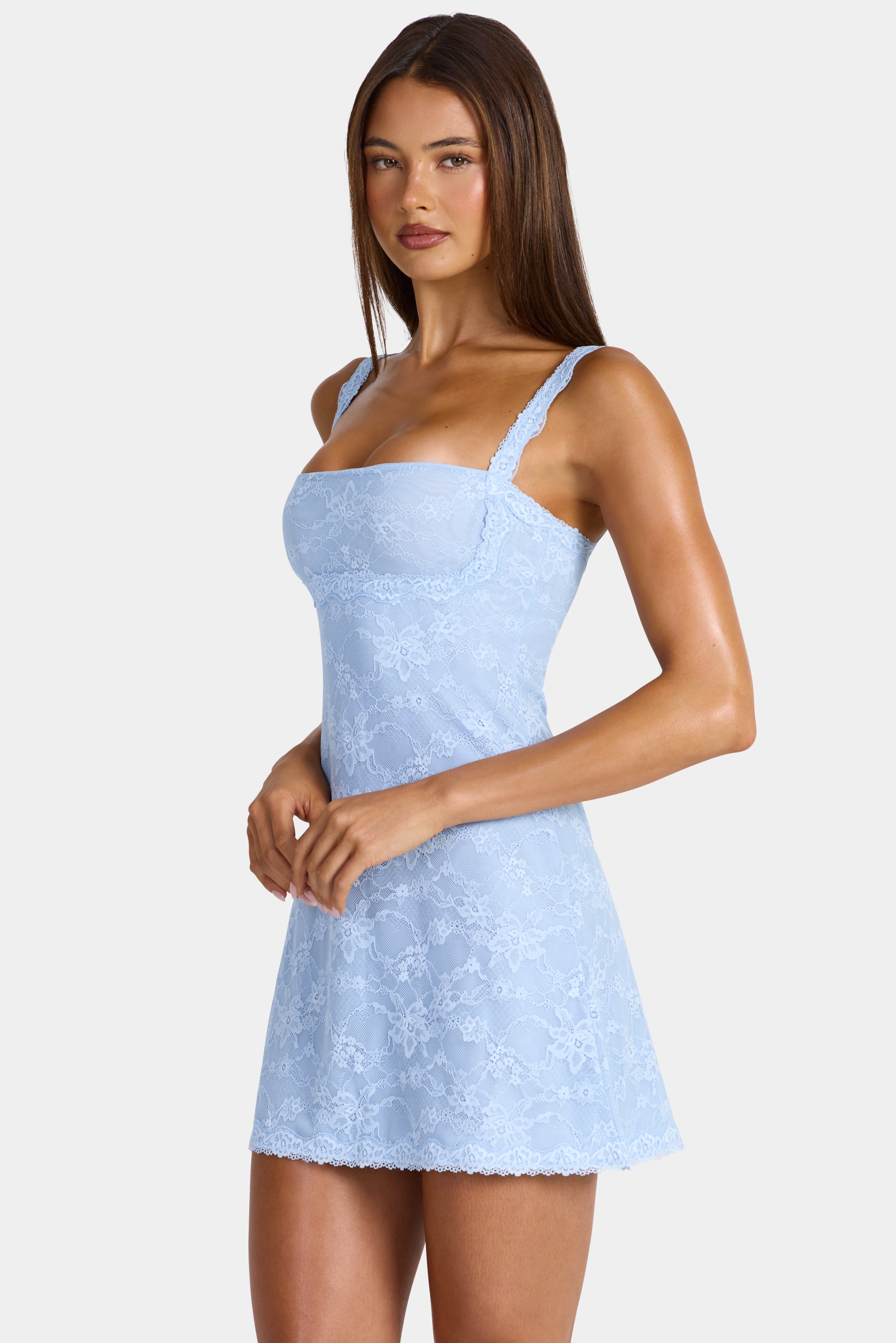 Annisa Lace Mini Dress in Arctic Blue | Oh Polly – Oh Polly US