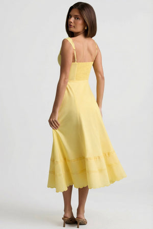 Cotton-Poplin A-Line Midaxi Dress in Pastel Yellow - 10 | Oh Polly Cotton-Poplin A-Line Midaxi Dress in Pastel Yellow - 10 | Oh Polly