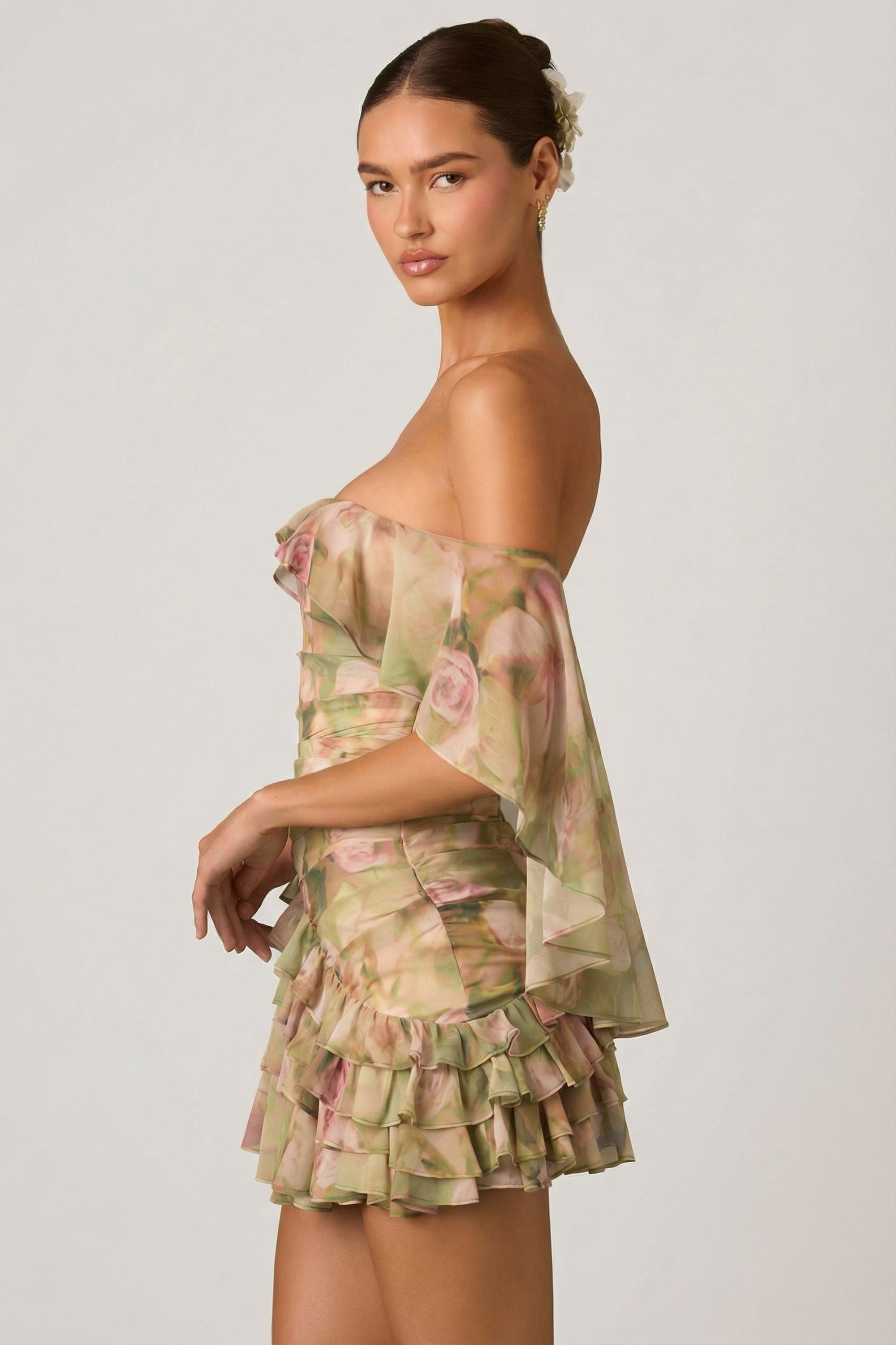 ruffled off the shoulder dress Long Ball Gown Satin Ruffle Prom shoulder ruffles ZAPAKA Women Off the Shoulder
