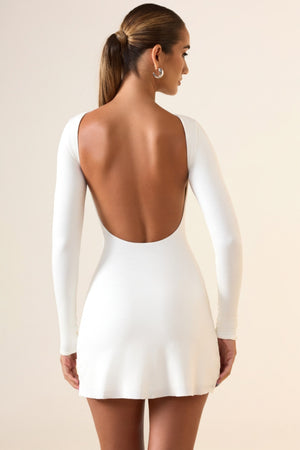 Brenna Modal Ruched Open-Back Mini Dress in White | Oh Polly XXL Brenna Modal Ruched Open-Back Mini Dress in White | Oh Polly XXL